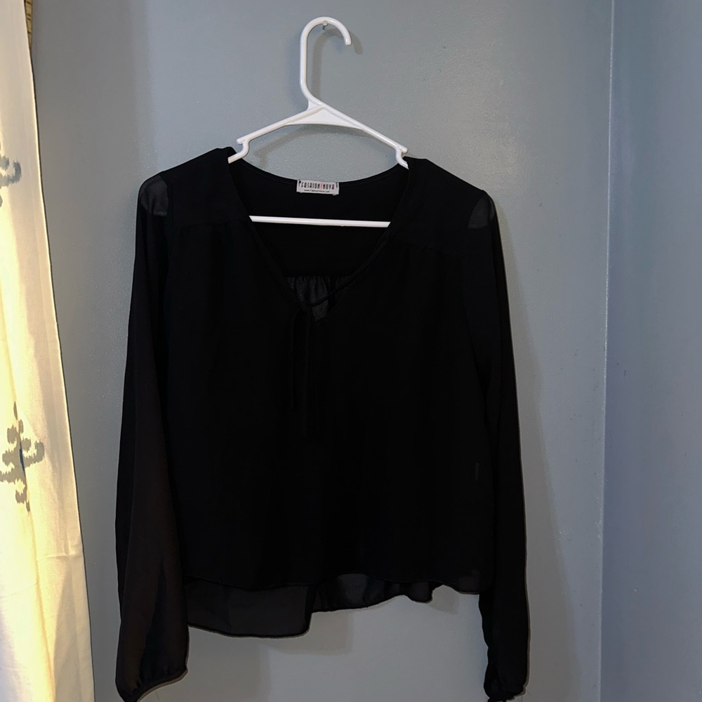 Elegant Black Sheer Women's Top